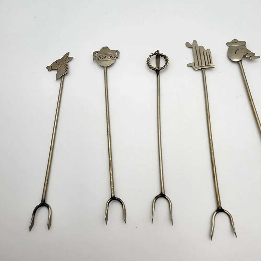 Vintage Taxco Set of 7 Olive/Pickle Forks